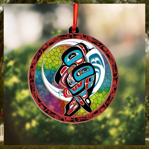 Raven And Moon Spirit Suncatcher Ornament Haida Art Christmas Tree Decorations 2023