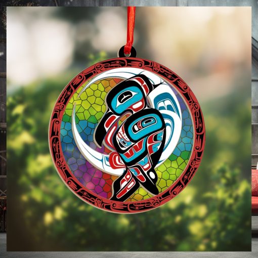 Raven And Moon Spirit Suncatcher Ornament Haida Art Christmas Tree Decorations 2023