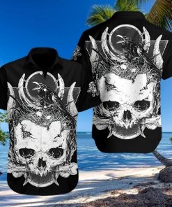 Raven Death Human Skull Hawaiian Shirt Summer Button