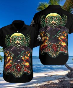 Raven Human Skull Hawaiian Shirt Summer Button Up For Men Women Couple