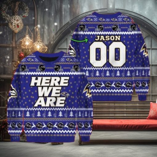 Ravens Football Here We Are Ugly Sweater For Woman