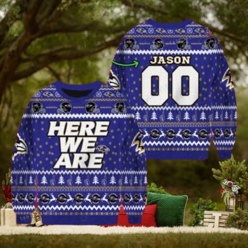 Ravens Football Here We Are Ugly Sweater For Woman