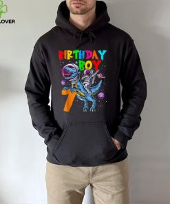 Rawr 7 Years Old Birthday Boy Astronaut Riding 7th Dinosaurs T Shirt