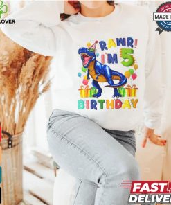 Rawr Im 5 5Th Birthday Party Rex Dinosaur Boys shirt