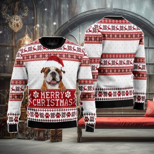 Merry Christmas Bulldog Christmas Gift Ugly Christmas Sweater Xmas Holiday