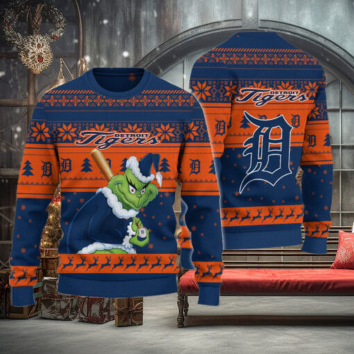 Detroit Tigers Grinch Christmas Ugly Sweater