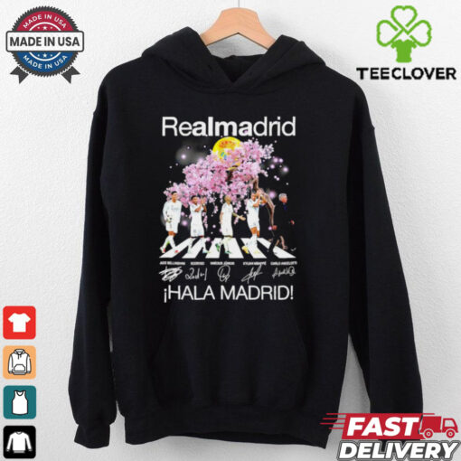 Real Madrid Hala Madrid Abbey Road peach blossom signature shirt