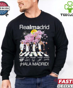 Real Madrid Hala Madrid Abbey Road peach blossom signature shirt