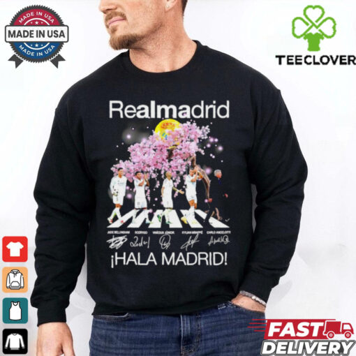 Real Madrid Hala Madrid Abbey Road peach blossom signature shirt