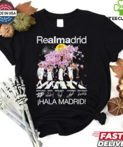 Real Madrid Hala Madrid Abbey Road peach blossom signature shirt