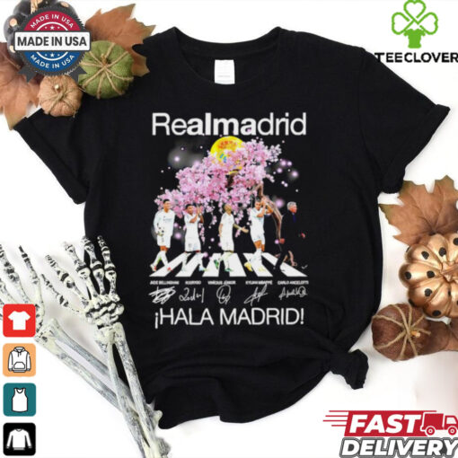 Real Madrid Hala Madrid Abbey Road peach blossom signature shirt