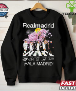 Real Madrid Hala Madrid Abbey Road peach blossom signature shirt