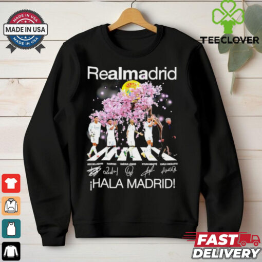 Real Madrid Hala Madrid Abbey Road peach blossom signature shirt