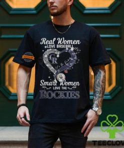 Real Women Love Baseball Smart Women Love The Colorado Rockies Let’s Go Rockies Heart Diamond Shirt