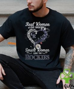 Real Women Love Baseball Smart Women Love The Colorado Rockies Let’s Go Rockies Heart Diamond Shirt