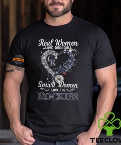 Real Women Love Baseball Smart Women Love The Colorado Rockies Let’s Go Rockies Heart Diamond Shirt