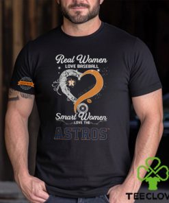 Real Women Love Baseball Smart Women Love The Houston Astros Let’s Go Astros Heart Diamond Shirt