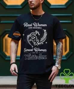 Real Women Love Baseball Smart Women Love The White Sox Diamond Heart Shirt
