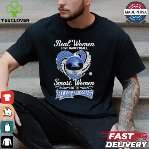 Real Women Love Basketball Smart Women Love The Duke Blue Devils Basketball Heart Diamond T shirts