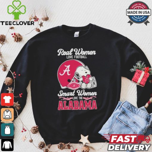 Real Women Love Football Smart Women Love The Alabama Crimson Tide X Snoopy Shirt