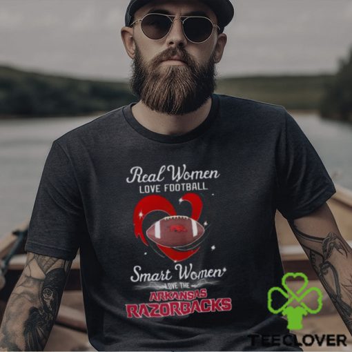 Real Women Love Football Smart Women Love The Arizona Razorbacks Diamond Heart T shirt