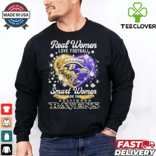 Real Women Love Football Smart Women Love The Baltimore Ravens Heart T Shirts