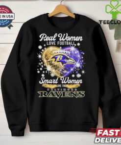 Real Women Love Football Smart Women Love The Baltimore Ravens Heart T Shirts
