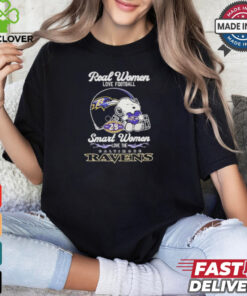 Real Women Love Football Smart Women Love The Baltimore Ravens X Snoopy Shirt