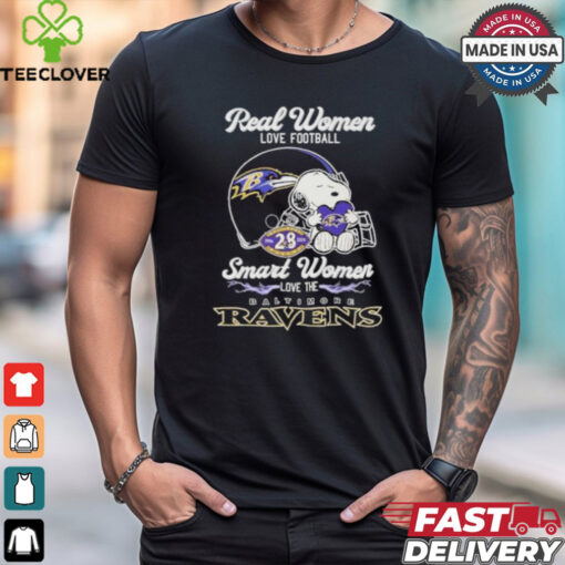 Real Women Love Football Smart Women Love The Baltimore Ravens X Snoopy Shirt