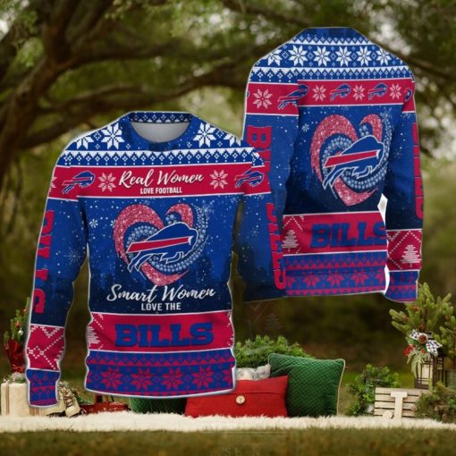 Real Women Love Football Smart Women Love The Buffalo Bills Ugly Christmas Sweater Christmas Gift For Fans