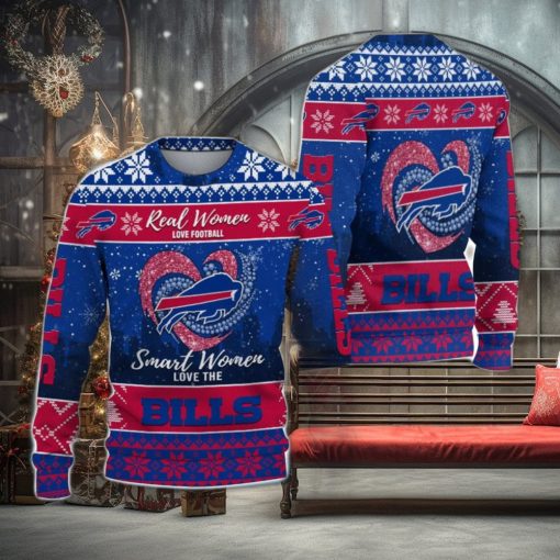 Real Women Love Football Smart Women Love The Buffalo Bills Ugly Christmas Sweater Christmas Gift For Fans