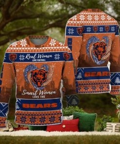 Real Women Love Football Smart Women Love The Chicago Bears Ugly Christmas Sweater Christmas Gift For Fans
