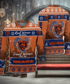 Real Women Love Football Smart Women Love The Chicago Bears Ugly Christmas Sweater Christmas Gift For Fans
