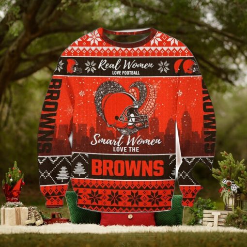 Real Women Love Football Smart Women Love The Cleveland Browns Ugly Christmas Sweater
