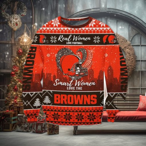 Real Women Love Football Smart Women Love The Cleveland Browns Ugly Christmas Sweater