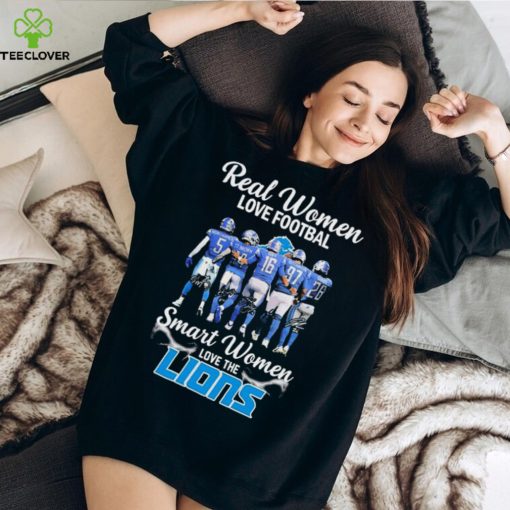 Real Women Love Football Smart Women Love The Detroit Lions 2023 2024 Playoffs Signatures Shirt