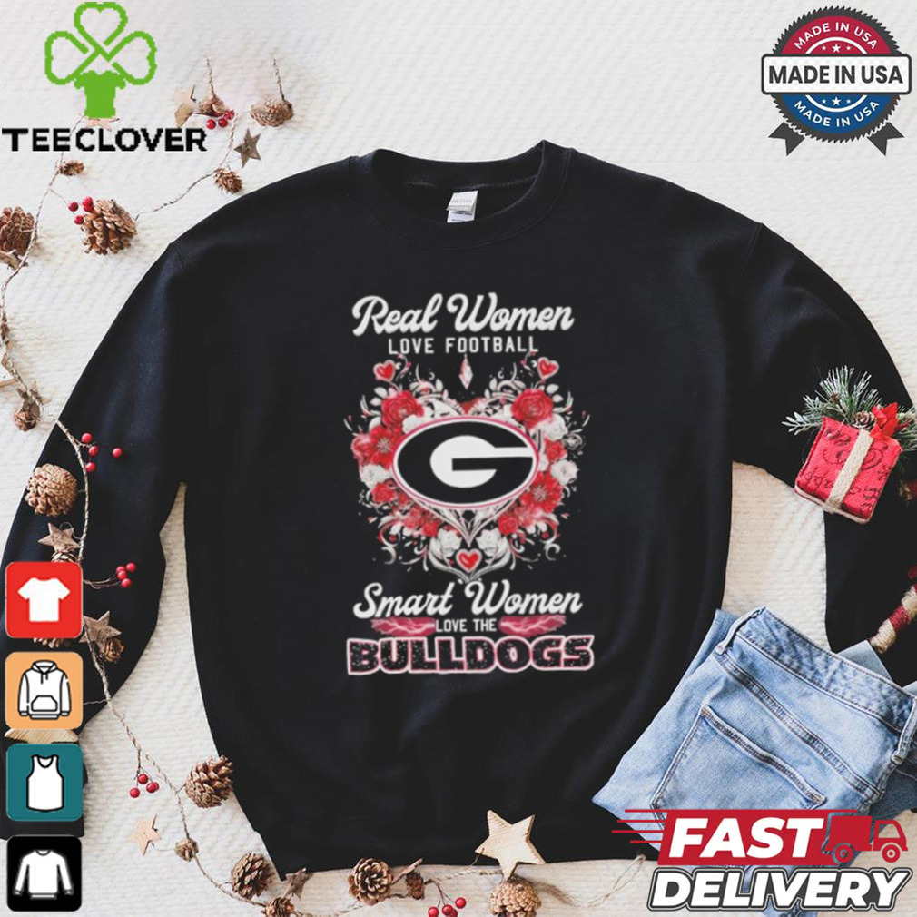 Real Women Love Football Smart Women Love The Georgia Bulldogs X Heart Flower Shirt Real Women Love Football Smart Women Love The Georgia Bulldogs X Heart Flower Shirt