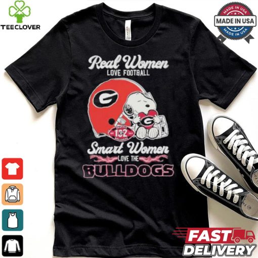 Real Women Love Football Smart Women Love The Georgia Bulldogs X Snoopy Shirt