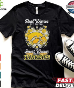 Real Women Love Football Smart Women Love The Iowa Hawkeyes X Heart Flower Shirt
