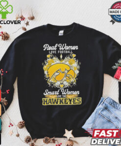 Real Women Love Football Smart Women Love The Iowa Hawkeyes X Heart Flower Shirt
