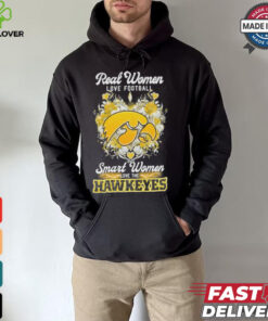 Real Women Love Football Smart Women Love The Iowa Hawkeyes X Heart Flower Shirt