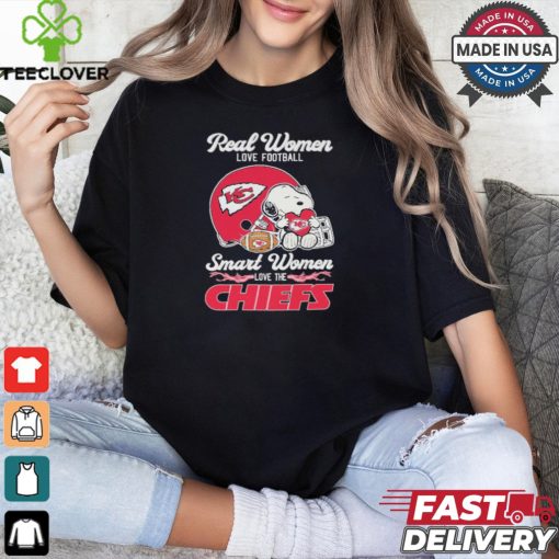 Real Women Love Football Smart Women Love The Kansas City Chiefs Snoopy Love Shirt