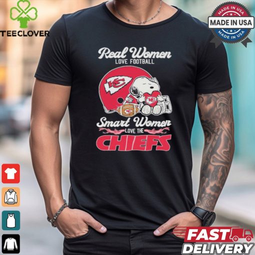 Real Women Love Football Smart Women Love The Kansas City Chiefs Snoopy Love Shirt