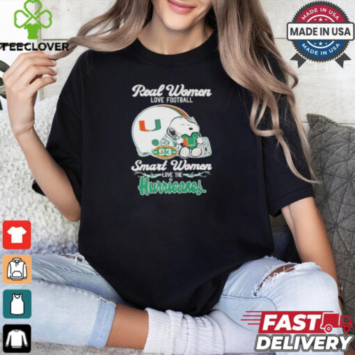 Real Women Love Football Smart Women Love The Miami Hurricanes X Snoopy Shirt