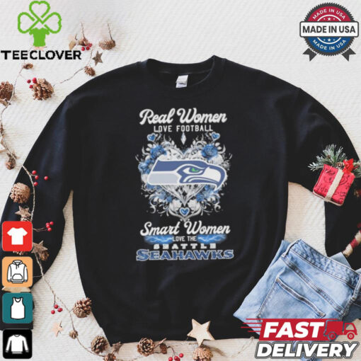 Real Women Love Football Smart Women Love The Seattle Seahawks X Heart Flower Shirt