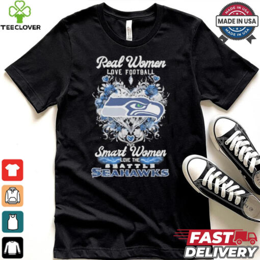 Real Women Love Football Smart Women Love The Seattle Seahawks X Heart Flower Shirt
