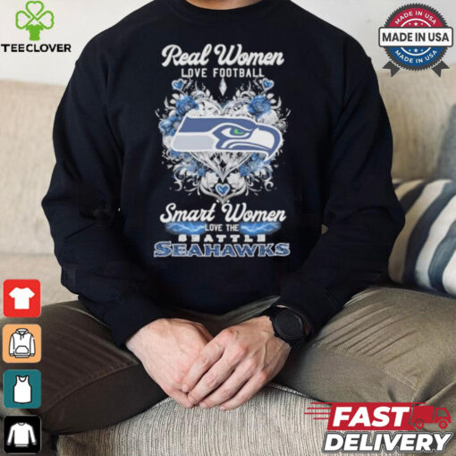 Real Women Love Football Smart Women Love The Seattle Seahawks X Heart Flower Shirt