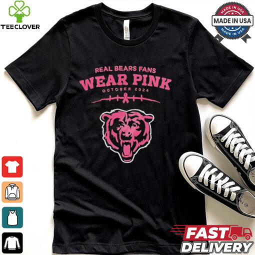 Real bears fans wear pink October 2024 Chicago Bears shirt
