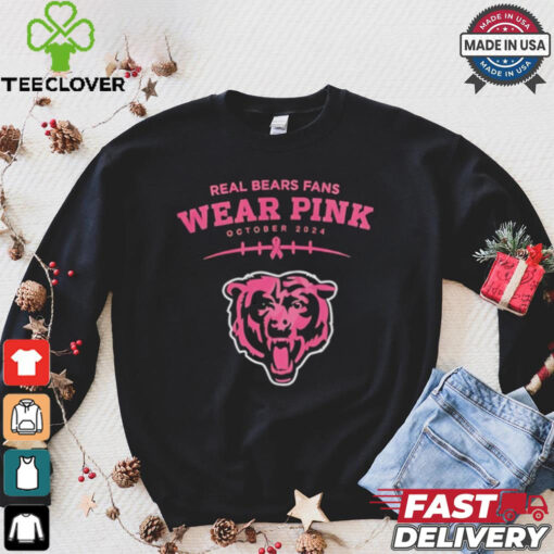 Real bears fans wear pink October 2024 Chicago Bears shirt