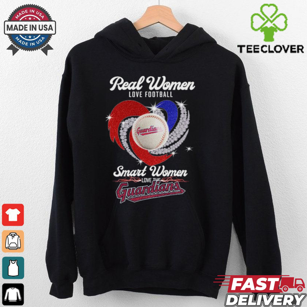 Real women love baseball Cleveland Guardians diamond heart smart women love the Guardians logo shirt Real women love baseball Cleveland Guardians diamond heart smart women love the Guardians logo shirt